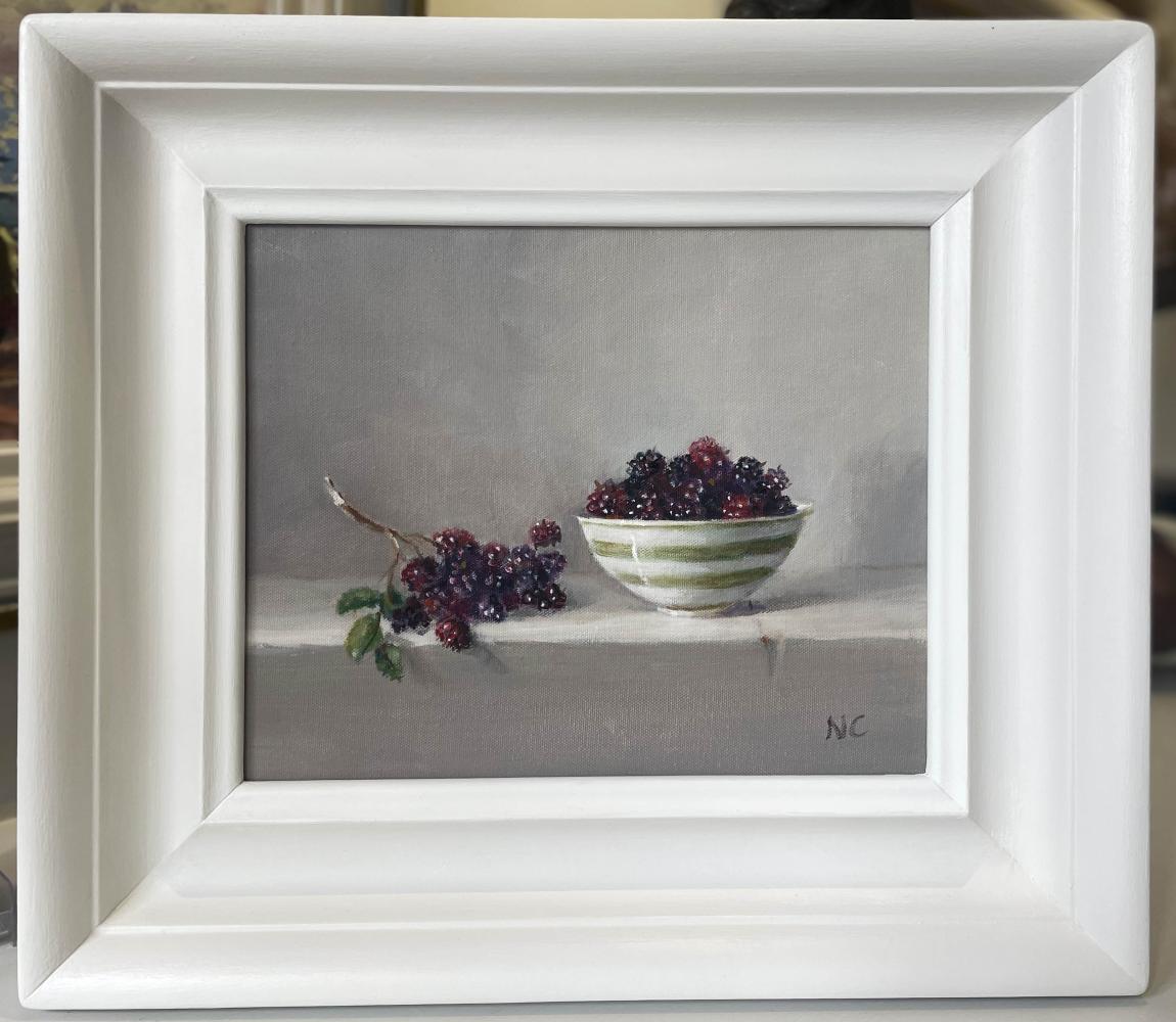 Nellie Crawford Blackberries with Striped Bowl